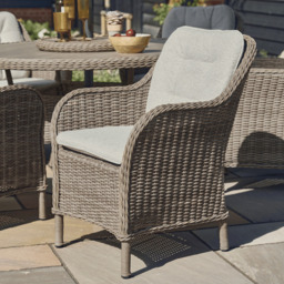 Karla 6 Seat Rattan Dining Set with Lazy Susan and Parasol by Atkin And Thyme - thumbnail 2