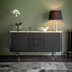 Flute Marble Sideboard in Black