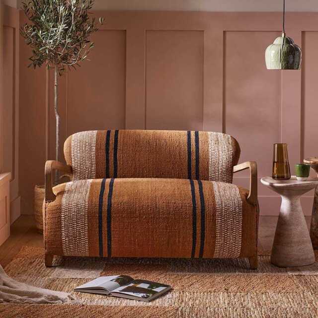 Aviator Loveseat In Striped Cotton Rug