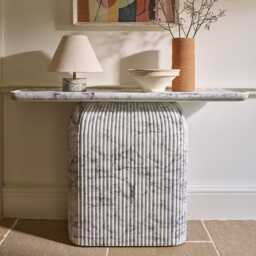 Capri Console Table Marble Finish by Atkin And Thyme, H81 x W120 x D35 cm