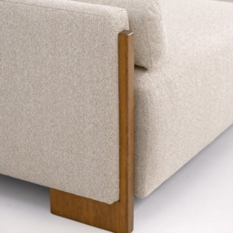 Audrey Exposed Wood Frame 3 Seat Sofa in Ecru Textured Weave by Atkin And Thyme - thumbnail 3