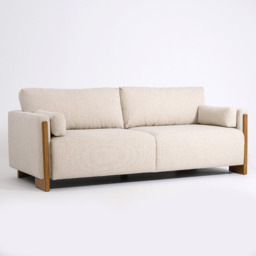 Audrey Exposed Wood Frame 3 Seat Sofa in Ecru Textured Weave by Atkin And Thyme - thumbnail 5