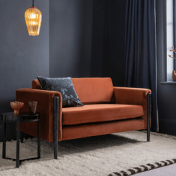 Lexington Loveseat in Rust Velvet - Black Legs by Atkin And Thyme