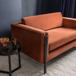 Lexington Loveseat in Rust Velvet - Black Legs by Atkin And Thyme - thumbnail 3