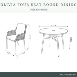 Olivia 4 Seat Round Dining Set - Terracotta by Atkin And Thyme - thumbnail 3