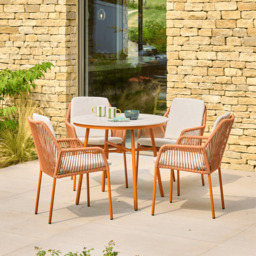 Olivia 4 Seat Round Dining Set - Terracotta by Atkin And Thyme - thumbnail 1