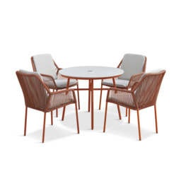 Olivia 4 Seat Round Dining Set - Terracotta by Atkin And Thyme - thumbnail 5
