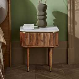 Flute Marble Bedside Drawer by Atkin And Thyme, W48 x D37 x H51.5cm - thumbnail 1