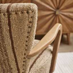 Calvin Armchair In Brown Striped Woven Rug by Atkin And Thyme - thumbnail 2