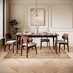 Byron Extending Table Walnut Dining Set with 6 Murray Walnut Dining Chairs