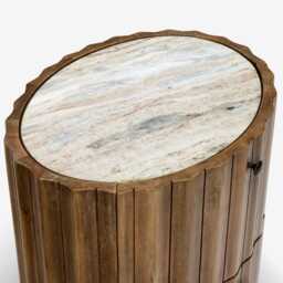 Treviso Marble Bedside Table In Natural by Atkin And Thyme, H60 x W55 x D43 - thumbnail 4