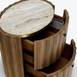 Treviso Marble Bedside Table In Natural by Atkin And Thyme, H60 x W55 x D43 - thumbnail 5