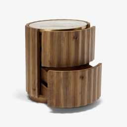 Treviso Marble Bedside Table In Natural by Atkin And Thyme, H60 x W55 x D43 - thumbnail 3
