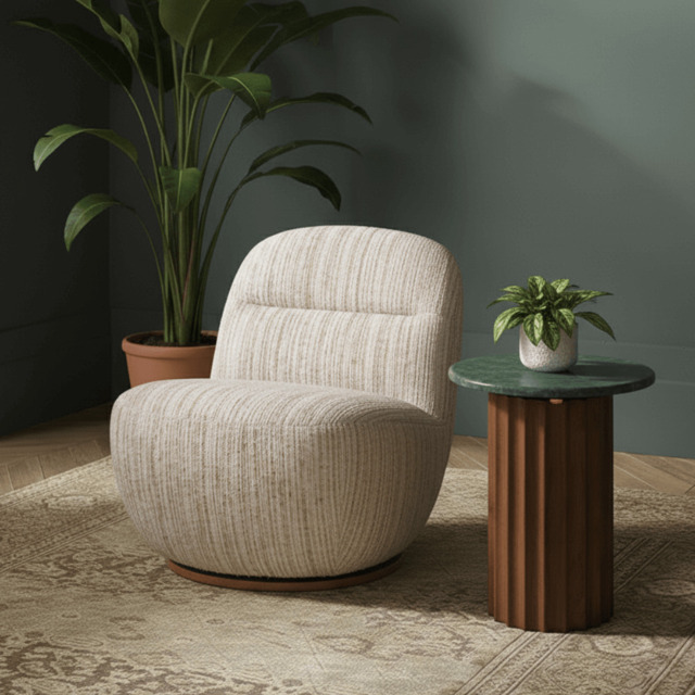 Susie Swivel Chair in Textured Weave by Atkin And Thyme, H75.5 x W68 x D87.5 cm - image 1