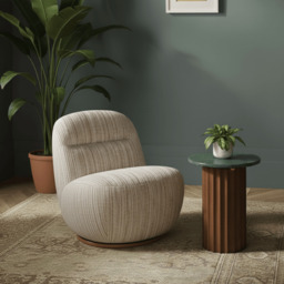 Susie Swivel Chair in Textured Weave by Atkin And Thyme, H75.5 x W68 x D87.5 cm - thumbnail 2