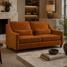 Hampton 3 Seat Sofa In Burnt Easy Care Velvet