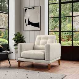 Fitzroy Armchair In Bone Easy Care Velvet