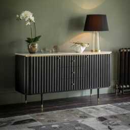 Flute Marble Sideboard - Black by Atkin And Thyme, W147 x D45 x H76cm - thumbnail 4