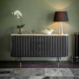 Flute Marble Sideboard - Black by Atkin And Thyme, W147 x D45 x H76cm - thumbnail 2