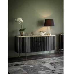 Flute Marble Sideboard - Black by Atkin And Thyme, W147 x D45 x H76cm - thumbnail 1