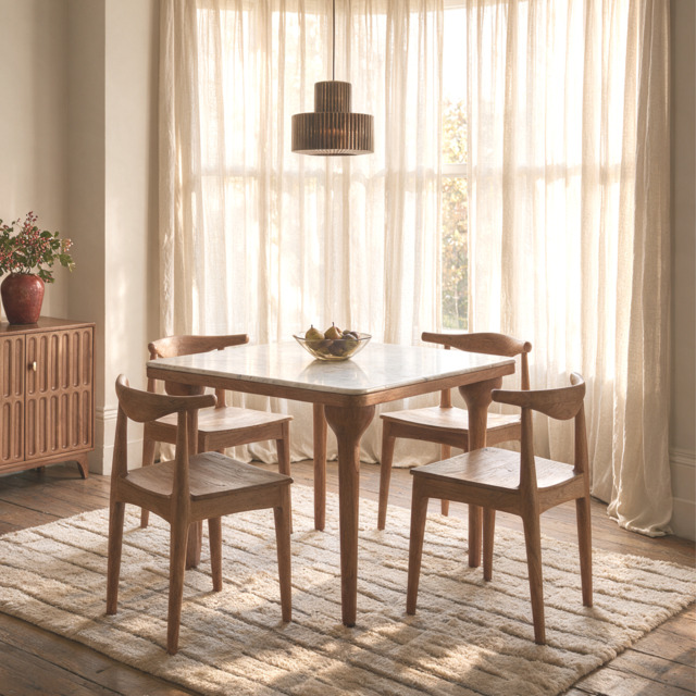 Cone Square Dining Table with White Marble