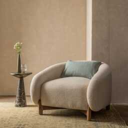 Cocoon Armchair In Natural Boucle by Atkin And Thyme, H69 x W87 x D90 cm, Seat Height 43cm