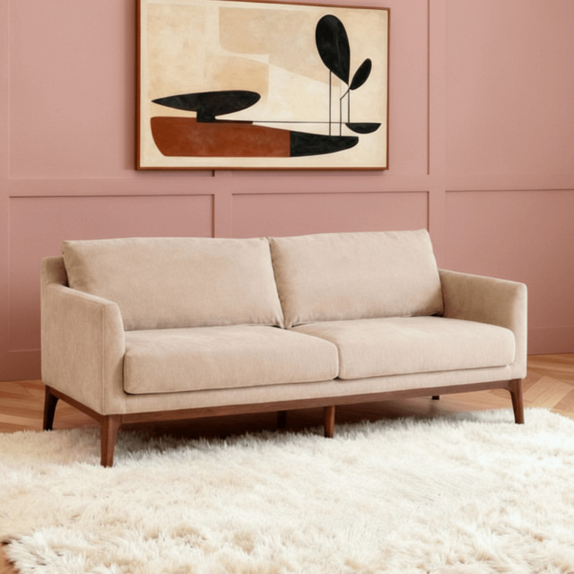 Barnaby 3 Seat Sofa In Mushroom Velvet