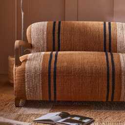 Aviator Loveseat in Striped Cotton Rug by Atkin And Thyme, H73 x W124 x D76 cm, Seat Height 44.5 cm - thumbnail 2