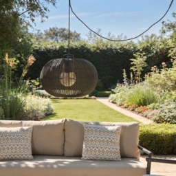 Ravello Rechargeable Rattan Pendant Light - Black by Atkin And Thyme - thumbnail 2
