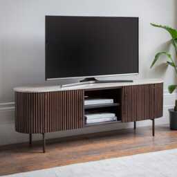 Monza Metal & Marble Media Unit by Atkin And Thyme, H50 x W150 x D35 cm - thumbnail 2