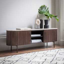 Monza Metal & Marble Media Unit by Atkin And Thyme, H50 x W150 x D35 cm - thumbnail 4