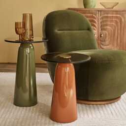 Ida Side Table Set In Green & Mustard by Atkin And Thyme