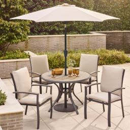 Gabriela 4 Seat Dining Set with Parasol by Atkin And Thyme