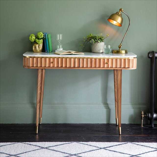 Flute Marble Console Desk by Atkin And Thyme, W111 x D45 x H78cm - image 1
