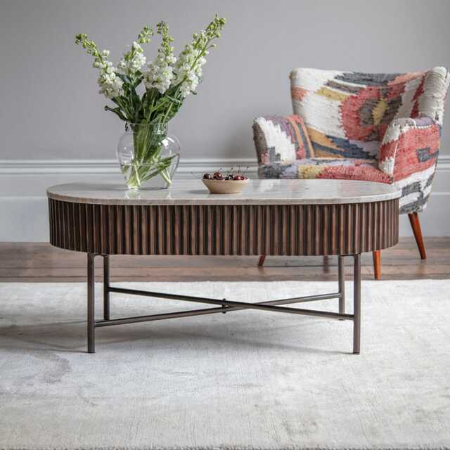 Monza Metal & Marble Coffee Table by Atkin And Thyme, H42 x W100 x D50 cm - image 1