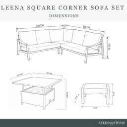 Leena Square Corner Sofa Dining Set with Adjustable Table by Atkin And Thyme - thumbnail 3