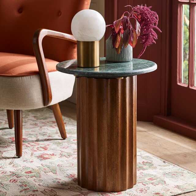 Jude Fluted Marble Side Table by Atkin And Thyme, H55 x D46 cm - image 1