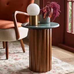 Jude Fluted Marble Side Table by Atkin And Thyme, H55 x D46 cm