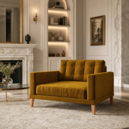 Fitzroy Loveseat In Turmeric Easy Care Velvet