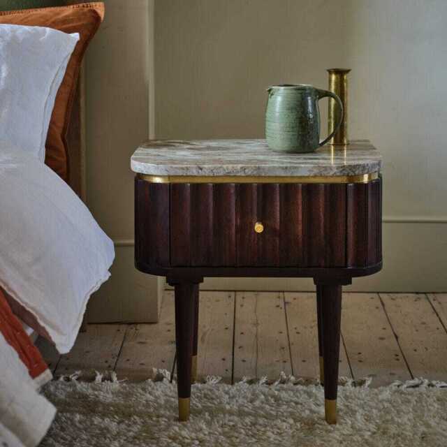 Flute Marble Bedside Drawer in Vintage