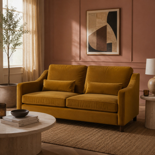 Hampton 4 Seat Sofa In Turmeric Easy Care Velvet