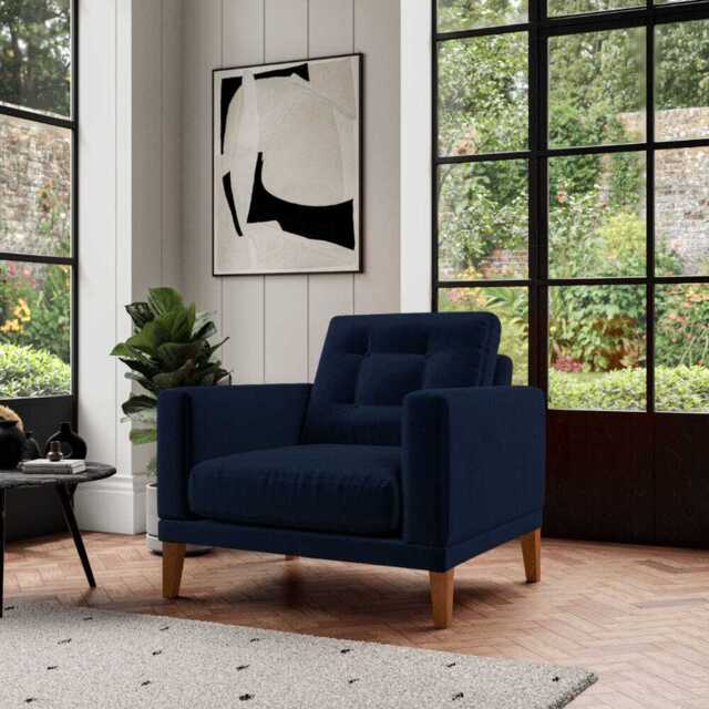 Fitzroy Armchair In Indigo Easy Care Velvet