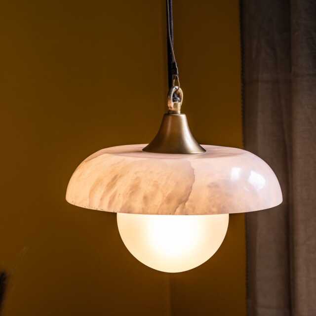 Astrid Alabaster Pendant Light by Atkin And Thyme, H17.2 x W25.4 x D25.4 cm - image 1