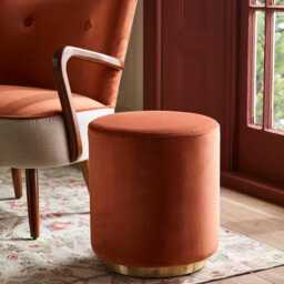 Carnaby Rust Velvet Footstool