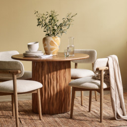 Flora Wooden Round Dining Table and 4 Layla Dining Chair Set