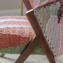 Scoop Armchair in Multicoloured Rug by Atkin And Thyme, H81.5 x W71 x D73.5 cm, Seat Height 44 cm - thumbnail 3