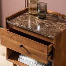 Brera Marble Bedside Table by Atkin And Thyme, H50 x W48 x D35 cm, leg height 10cm - thumbnail 2