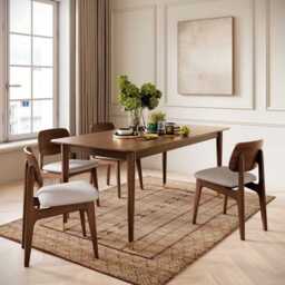 Byron Extending Table Walnut Dining Set with 4 Murray Walnut Dining Chairs