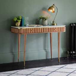 Flute Marble Console Desk in Natural