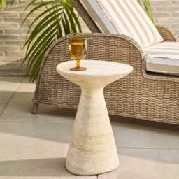 Jasper Side Table Travertine Finish by Atkin And Thyme, H47.5 x W35.5 x D35.5 cm - thumbnail 1